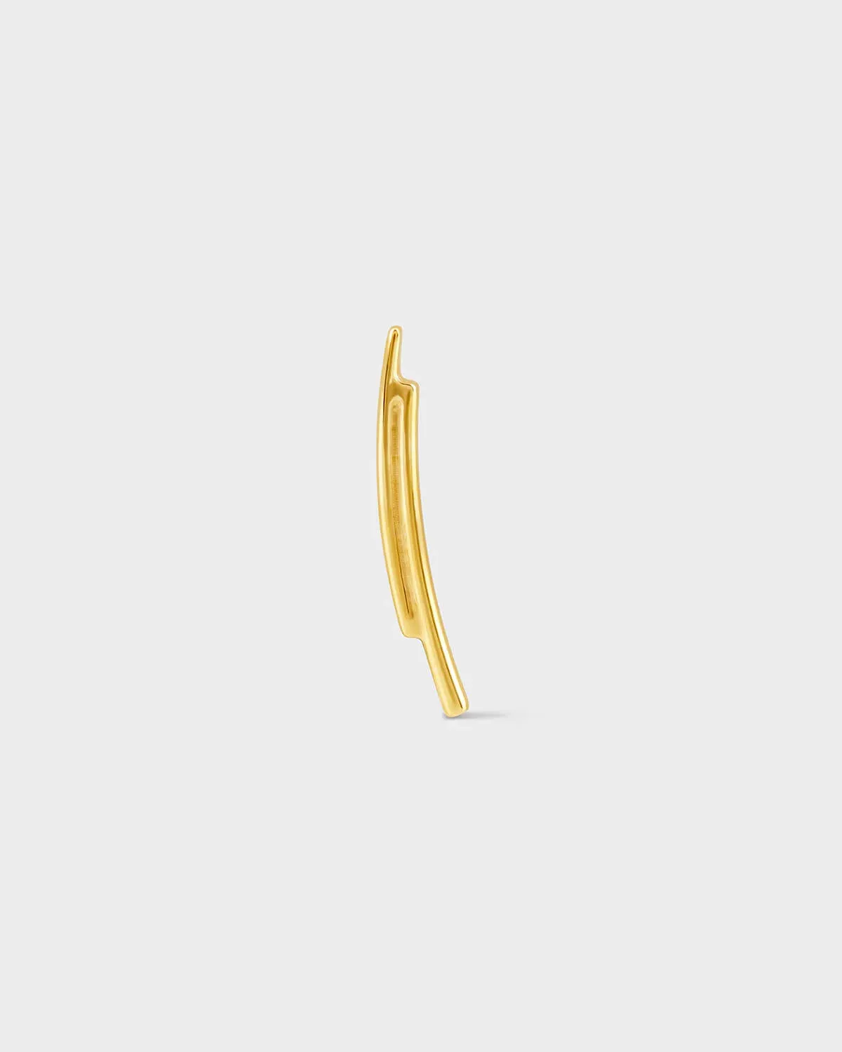24k Gold PVD titanium earring featuring 2 slightly off set parallel bars n a light grey background