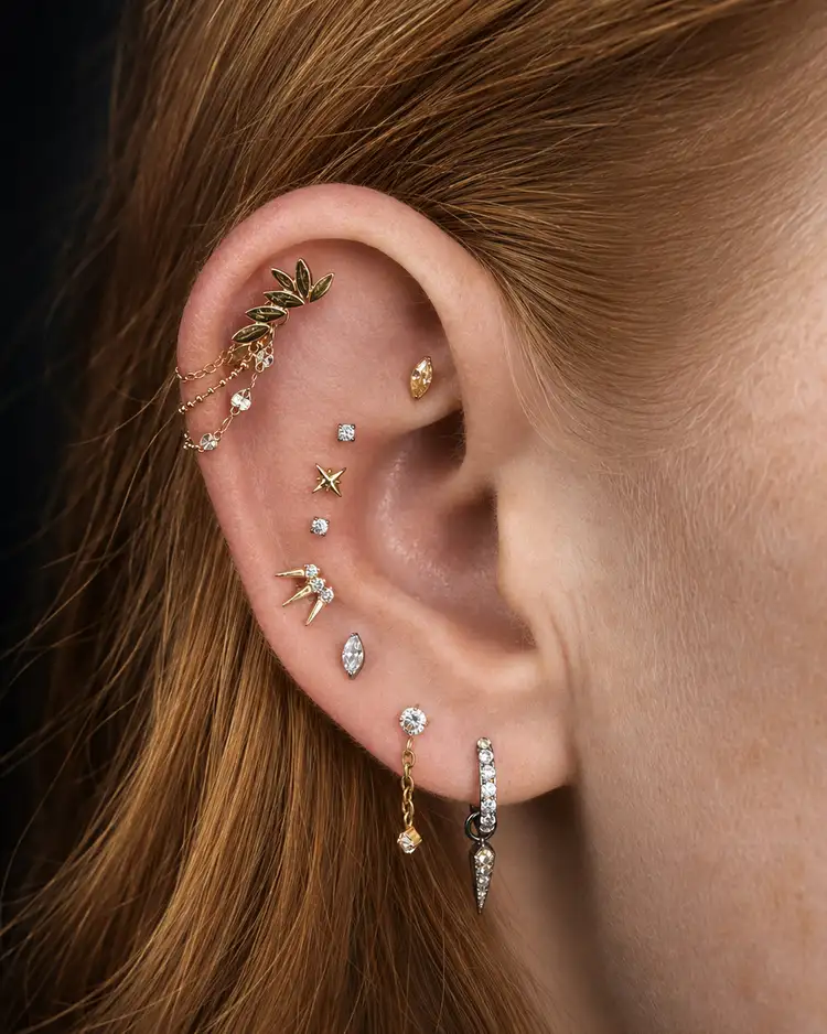 Statement piercing look — colour